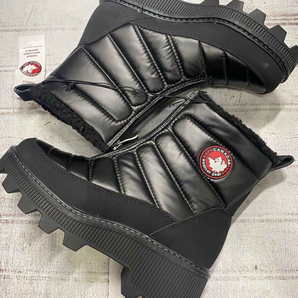 Canada Weather Gear Black Quilted Faux Fur Winter Boots 7
